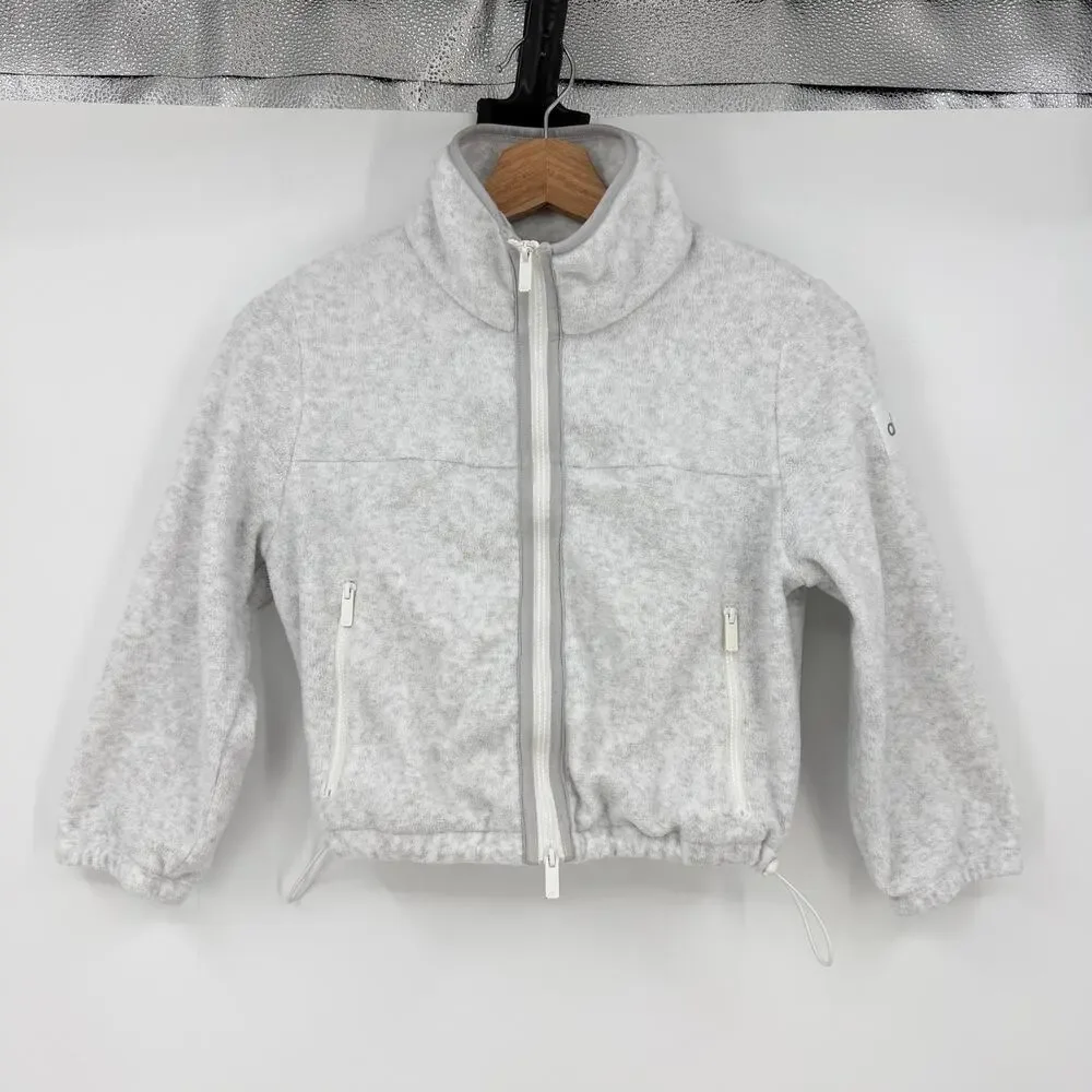 alo | Polar Fleece Retreat Cropped Jacket in White Heather Grey XS
